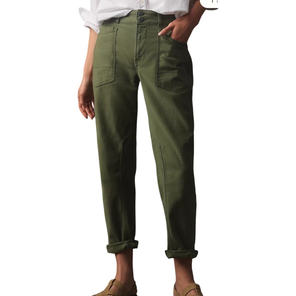 Pilcro The Wanderer Pants Women 24 Olive Green High Rise Straight Leg Cargo